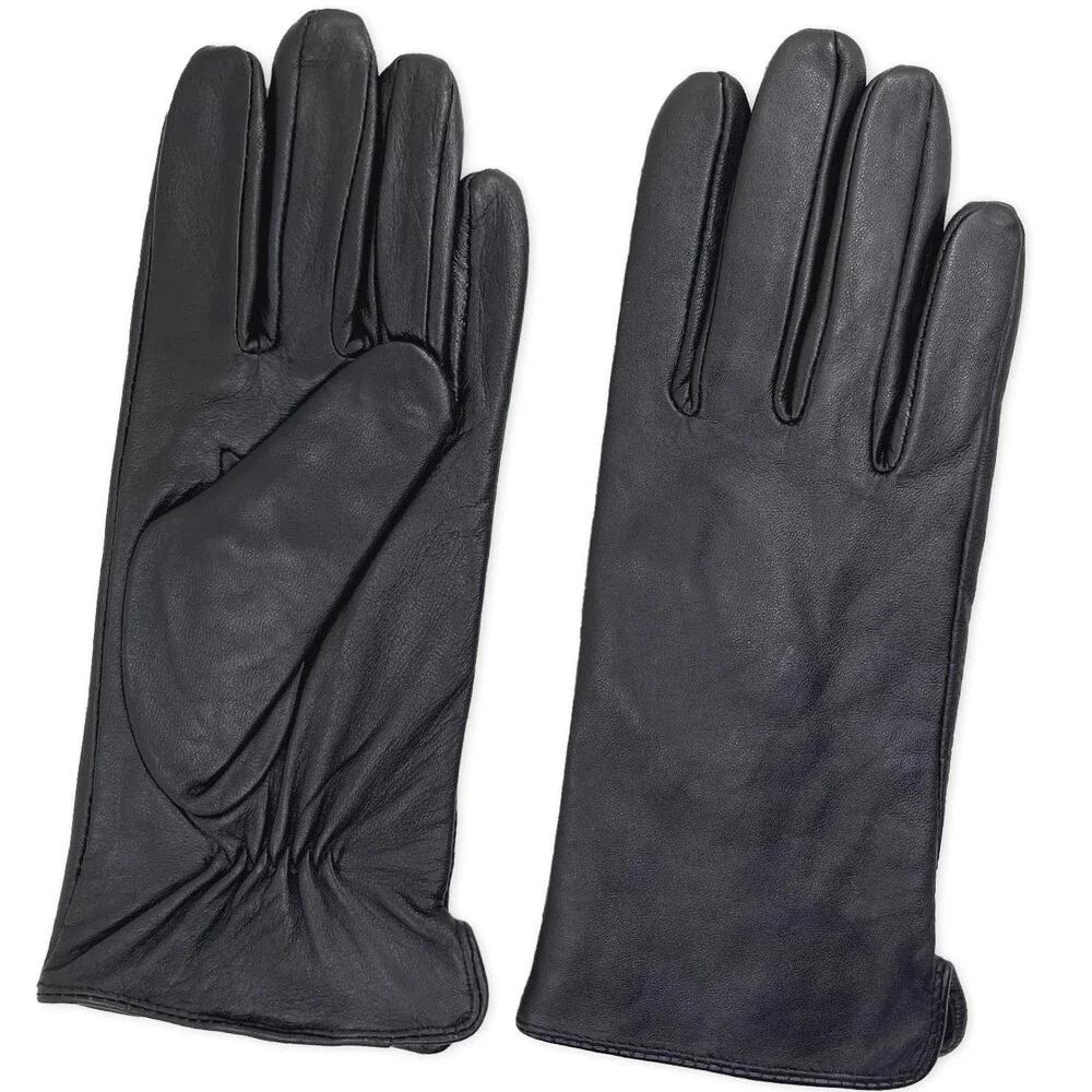 ZLUXURQ Women's Black Luxury Italian Soft Leather Gloves Genuine SMALL-6.5